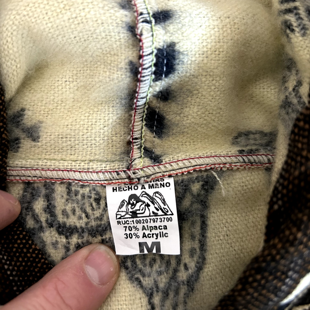 Handmade Mens Alpaca Blend Full Zip Jacket Size Medium Aztec‎ Tribal Lightweight - Picture 3 of 7